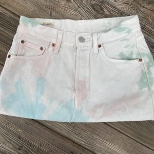 Levis Women's Deconstructed Skirt Hi-Rise Tie Dye Cut Off Hem Size 27‎
